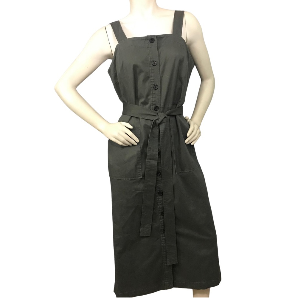 Universal Thread Belted Button Up Olive Sundress 16